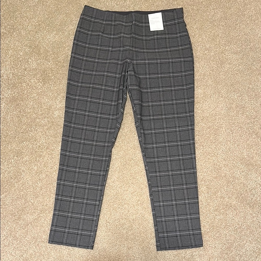 NWT Calvin Klein Charcoal Checkered Dress Pants- size 14